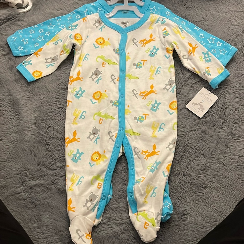 Luvable Friends baby Cotton Snap Sleep and Play 2pk - Animals - 6-9M